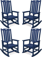 THOEOE Outdoor Rocking Chairs Set of 4, Oversized Patio Rocking Chair | HDPE by THOEOE