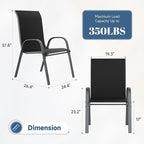 Amopatio Patio Chairs Set of 8, Outdoor Stackable Dining Chairs - Image 3