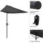 Half Umbrella Outdoor Patio Shade - 9 ft Patio Umbrella - Small Canopy - Image 3