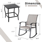 Vongrasig 3 Piece Outdoor Rocking Bistro Set, Textilene Fabric Small Patio - Image 6