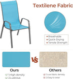 TLSUNNY Patio Chair, Outdoor Stackable Textilene Chairs Set of 6, Sky Blue | - Image 3