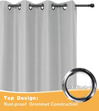 Extra Wide Outdoor Curtains for Patio Waterproof 2 Pcs 110x95 Inch Silver | - Image 4