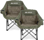 Oversized 2 Pack Camping Chairs, Padded Camping Chair Support 450LBS by Huskfirm