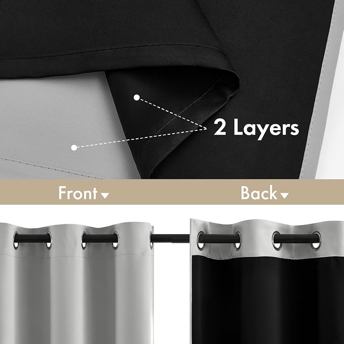 MIULEE Light Grey 96 Inch 100% Blackout Curtains - Image 3