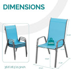 MAMIZO Patio Dining Chairs, Stackable Textilene Chair Set of 6, Sky Blue | - Image 2