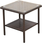 Outdoor PE Wicker Rocking Chair 3-Piece Patio Rattan Bistro Set 2 Rocker - Image 8