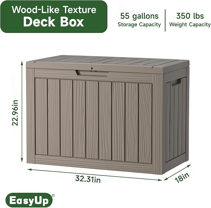 55 Gal Waterproof Outdoor Storage Box UV Resistant Deck Box | Durable resin - Image 3