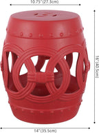 JONATHAN Y Lucky Coins 16" Ceramic Garden Stool Side Table, Matte Red | - Image 3