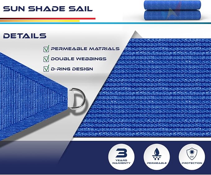 Windscreen4less 24' x 24' x 24' Sun Shade Sail Triangle Outdoor Canopy Cover UV - Image 3