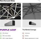 PURPLE LEAF Cantilever Umbrella 12ft Solar LED Light Double Top, Stays bright - Image 2