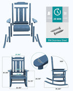 SERWALL Outdoor Rocking Chair, HDPE Oversized Rocking Chair Outdoor - Image 6