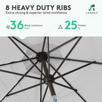 JEAREY 9FT Outdoor Patio Umbrella, Market Umbrella, Light Gray | Outdoor Table - Image 5