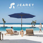 JEAREY 9FT Outdoor Patio Umbrella, Market Umbrella, Dark Blue | Outdoor Table - Image 6