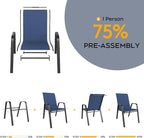 Navy Patio Chairs Set of 4, Stackable Outdoor Dining Chairs - Image 5