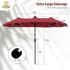 13 ft Patio Umbrella with 120 LED Solar Lights Outdoor Umbrella, 8 Colors - Image 7