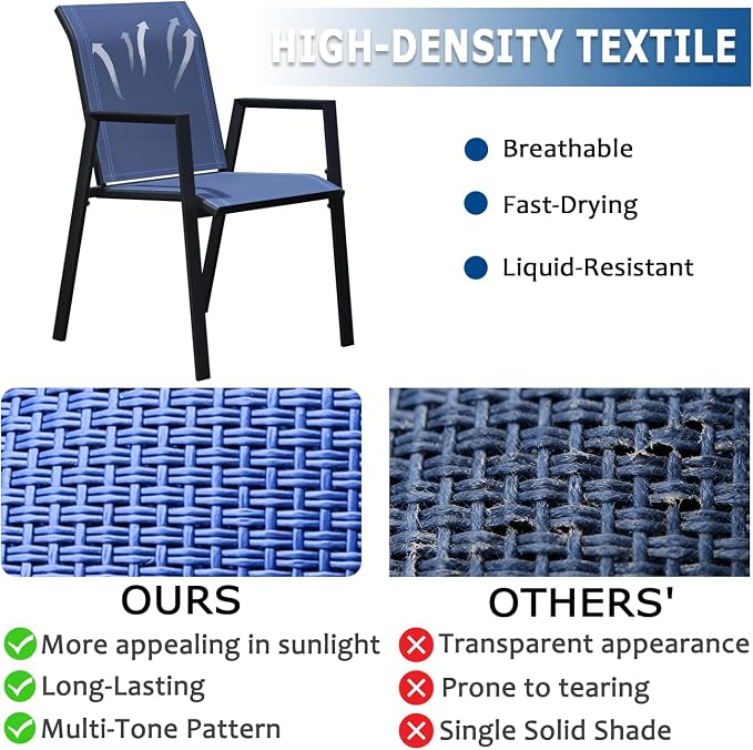 Outdoor Patio Chairs Set of 8, Lightweight Patio Set - Image 3