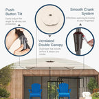 6.5' x 10' Rectangular Patio Umbrella Large Outdoor Market Umbrella w/UV - Image 3