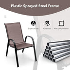 COSTWAY Patio Stackable Dining Chairs Set of 4 - Image 5