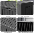 90 Gallon Waterproof Resin Deck Box, UV Resistant Outdoor Storage - Image 6