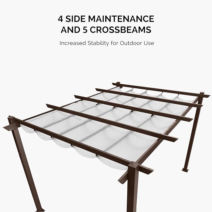 PURPLE LEAF Patio Pergola 10' x 13' Aluminum and Retractable Canopy, - Image 2