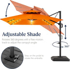 Best Choice Products 12x12ft LED Cantilever Patio Umbrella w/Base Included & - Image 5