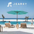 JEAREY 10 ft Outdoor Patio Umbrella w/Tilt and Crank, Turquoise | 8 Sturdy Ribs - Image 6
