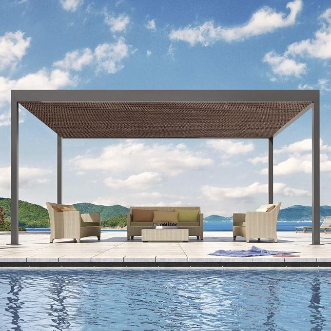 Eden's Decor Straight Flat-Edged Sun Shade Sail Rectangular 8' x 11' Brown - Image 7