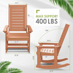 GREENVINES Outdoor Rocking Chairs Set, 2 Rockers w/ 1 Side Table, Teak | - Image 3