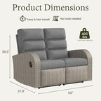 Oversized Wicker Outdoor Recliner Lovseat - Image 2