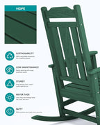 SERWALL HDPE Oversized Outdoor Rocking Chairs Set of 2, Patio Rocker, All - Image 7