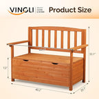 VINGLI Outdoor Storage Bench, Large Wood Deck Box - Image 3