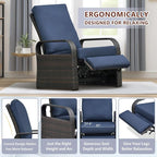 Indoor Outdoor All-Weather PE Wicker Adjustable Reclining Lounge Chair - Image 5