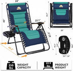 Colegence Oversized Padded Zero Gravity Chair, 400 lb, 0-170° locking recline - Image 3