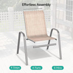 Patio Chairs Set of 4, All Weather Outdoor Dining Chairs | Stackable Dining - Image 4