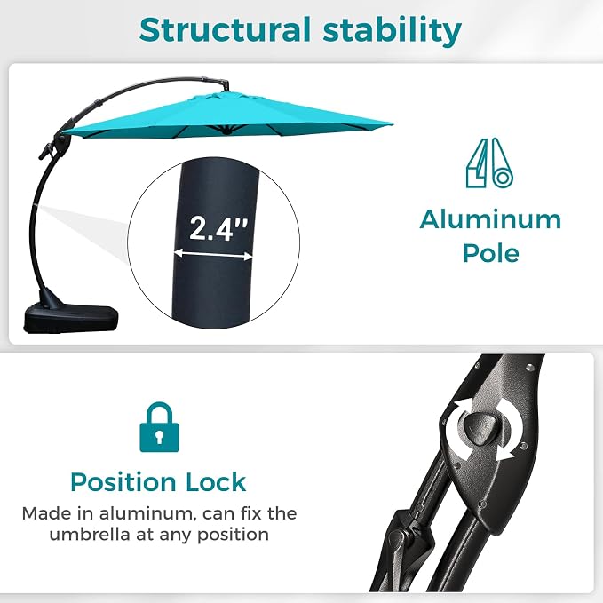 Grand patio 12FT Sunbrella Round Cantilever Umbrella - Image 6