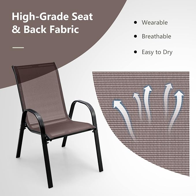 Giantex Patio Chairs Set of 2, Stackable Outdoor Dining Chairs - Image 5