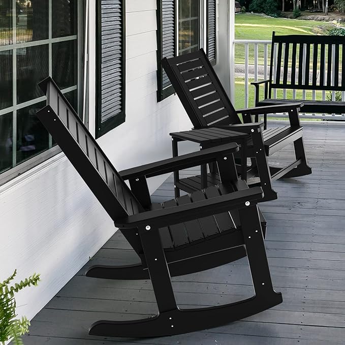 GREENVINES Oversized Outdoor Rocking Chairs Set of 4, HDPE Rocker - Image 5