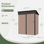 Aoxun 5x3 FT Shed Outdoor Waterproof Storage Shed | Metal Garden Shed - Image 2