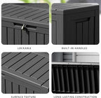 90 Gallon Waterproof Resin Deck Box, UV Resistant Outdoor Storage - Image 4