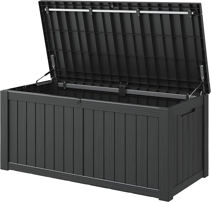 Outdoor Storage Box, 150 Gallon Large Outdoor Resin Deck Box, Storage by KAMABOKO