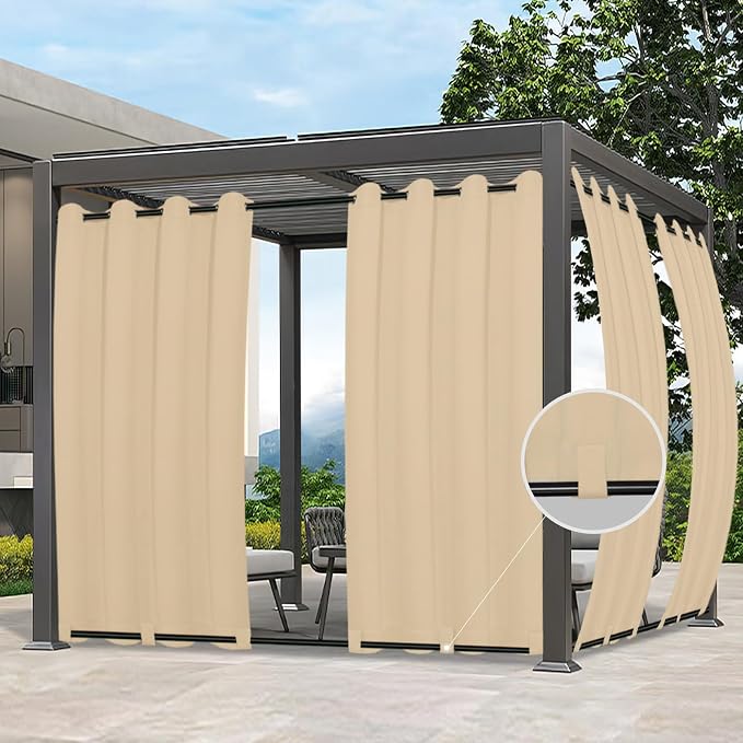 Easy-Going Outdoor Curtains for Patio 6 Panels, 54x84 inch, Weatherproof by Easy-Going