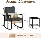 3 Piece Patio Rocking Chairs Set of 2, Outdoor Rocking Chair Bistro Set - Image 2