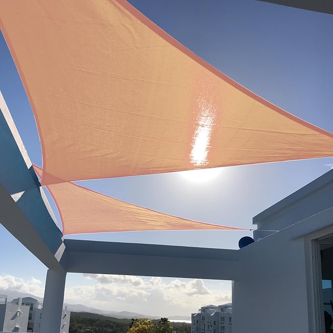 SUNNY GUARD Custom Size 10'x12'x15.6' Peach Fuzz Sun Shade Sail Right Triangle by SUNNYGUARD