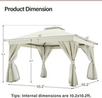 12'x12' Outdoor Gazebo, Metal Frame Heavy Duty Patio Canopy Tent Shelter - Image 2