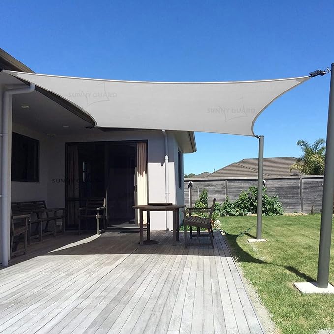SUNNY GUARD Custom Size 10'x15' Silver Grey Sun Shade Sail Rectangle UV Block by SUNNYGUARD