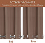 RYB HOME Extra Wide Outdoor Curtains 2 Panels or Patio Waterproof | Blackout - Image 3