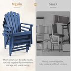 Oversized Stackable Adirondack Chair Set of 4, HDPE Fire Pit Chair | All-Weather - Image 8