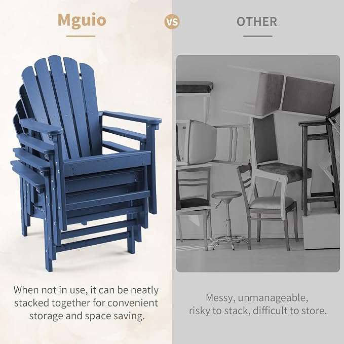 Oversized Stackable Adirondack Chair Set of 2, HDPE Fire Pit Chair | All-Weather - Image 4