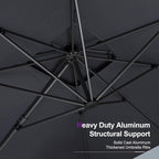 PURPLE LEAF Patio Umbrella 12' X 12' Heavy Duty Umbrella Double Top Grey | - Image 7
