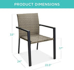 Best Choice Products Set of 2 Stackable Outdoor Wicker Dining Chairs - Image 2